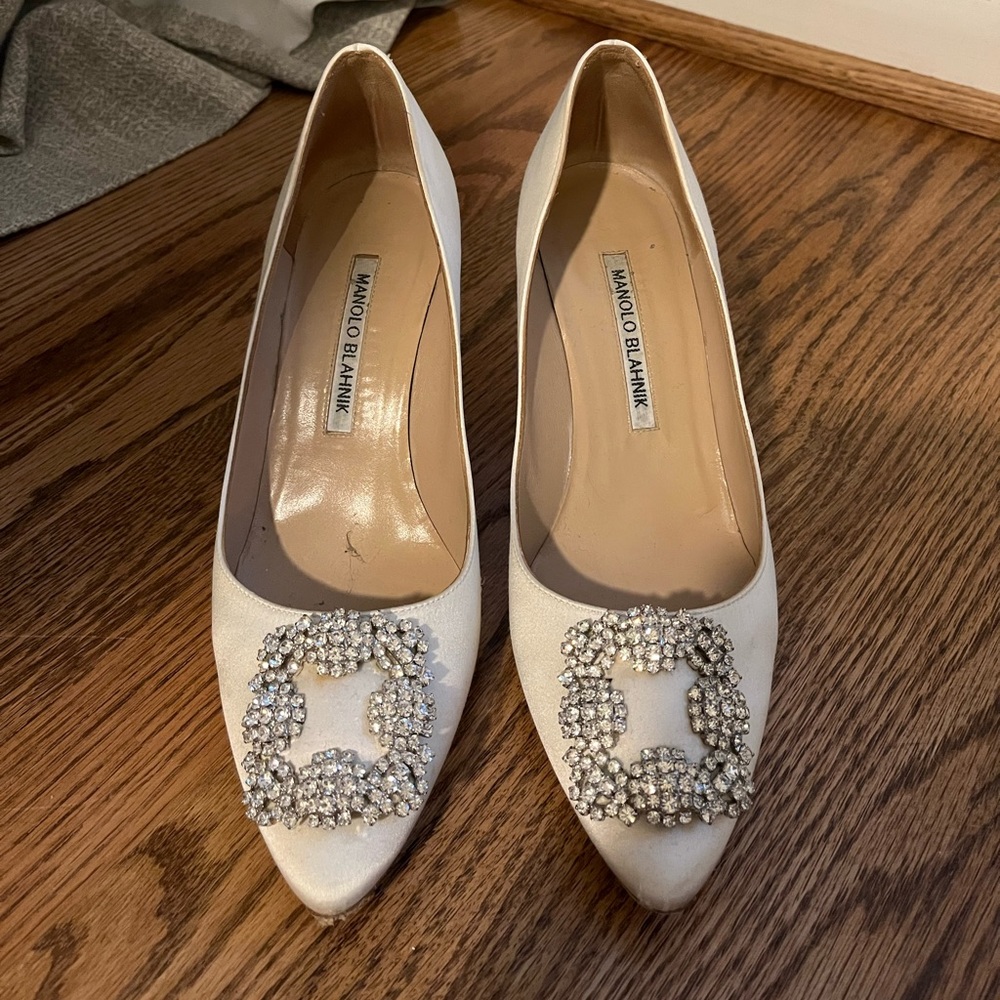 Manolo Blahnik White High Heels